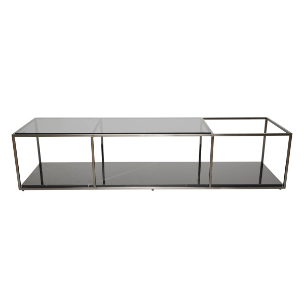 Table basse Balthazar rectangulaire vitre et marbre