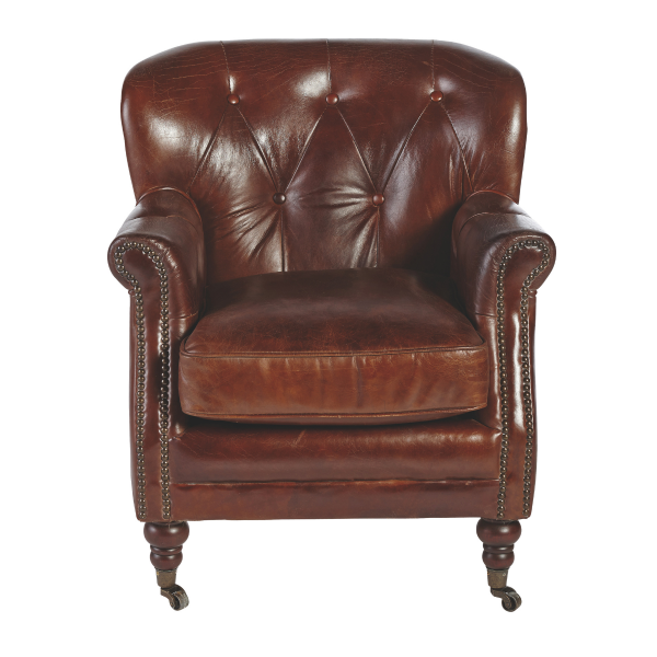 Fauteuil de bar en cuir chocolat NEWCASTLE