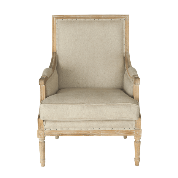 Bergère en chêne massif et tissu jute LOUIS XVI